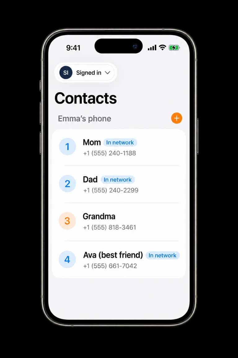 Ring Ring Contacts app display concept