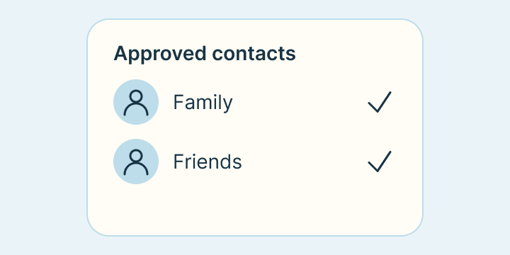 Illustration of a parent-approved contact list for family and friends